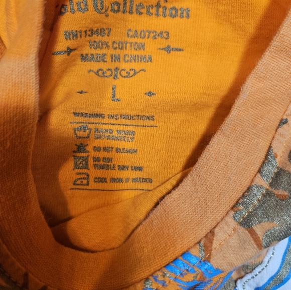 Avirex Gold Collection T-Shirt Men's Large Orange Graphic Crest Lion Crown 1975 - Picture 6 of 9